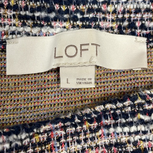 LOFT Boucle Textured Bell Cuff 3/4 Sleeve Top Multicolored L - Picture 14 of 16
